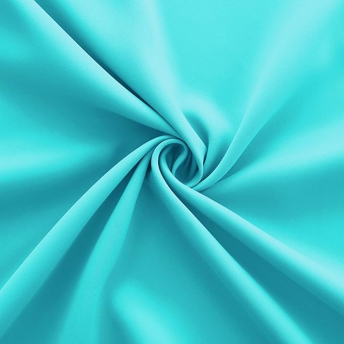 KOUFALL Turquoise Curtains for Kitchen Window Bathroom Blackout 45 Inch Length - Image 5
