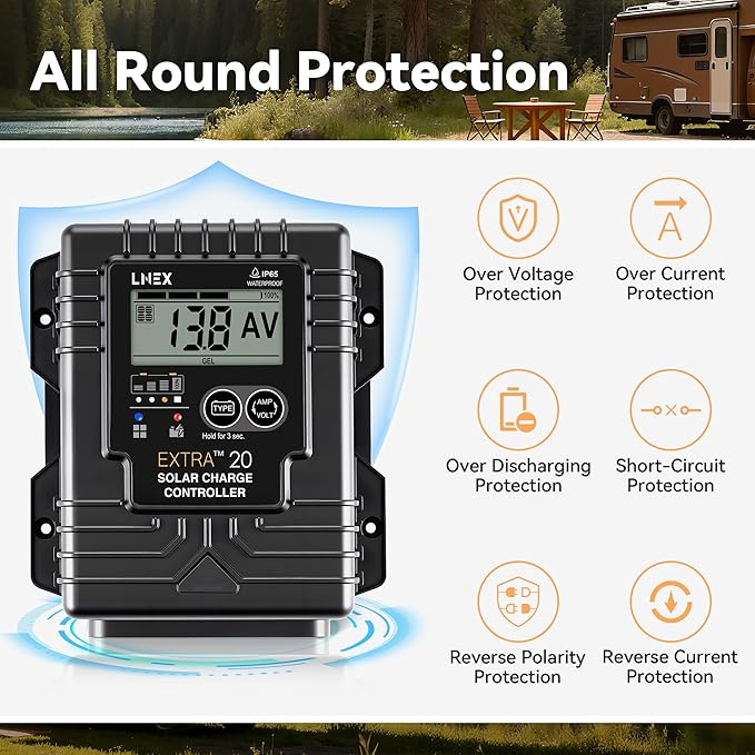Solar Charge Controller Waterproof, 20A Solar Panel Regulator - Image 6
