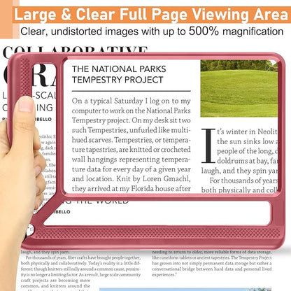 5X Full Page Magnifying Glass for Reading, Lightweight Rectangular Magnifier - Image 2