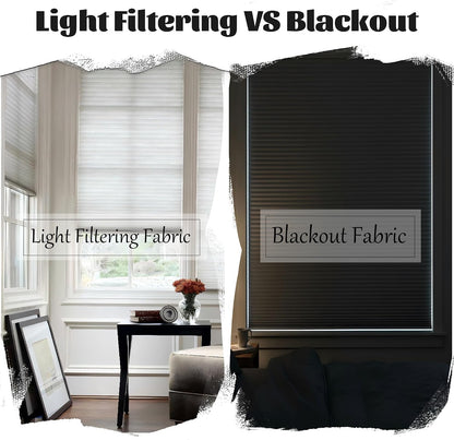 Custom Dual Tension Rod Blinds No Drill Cellular Shades for Indoor Windows | 1.5" Cell | Minimal Light Leak | No drill Installation | Insulation | Noise Reduced | White | 26.5"W x 64"H | Blackout
