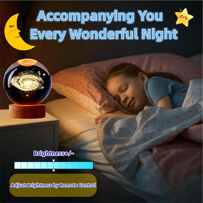 Conalisk 3D Galaxy Crystal Ball Lamp, 3.15 Inch K9 Crystal Ball Night Light - Image 3