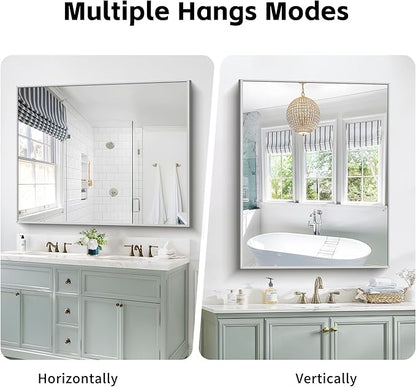 40x48inch Silver Bathroom Mirror, Large Rectangular Wall Mirrors - Image 8
