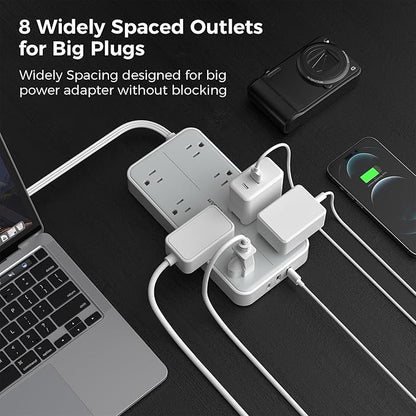 TESSAN Power Strip Surge Protector, Flat Plug Extension Cord - Image 2