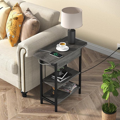 LIDYUK End Table with Charging Station, Flip Top Side Table with USB Ports and - Image 2