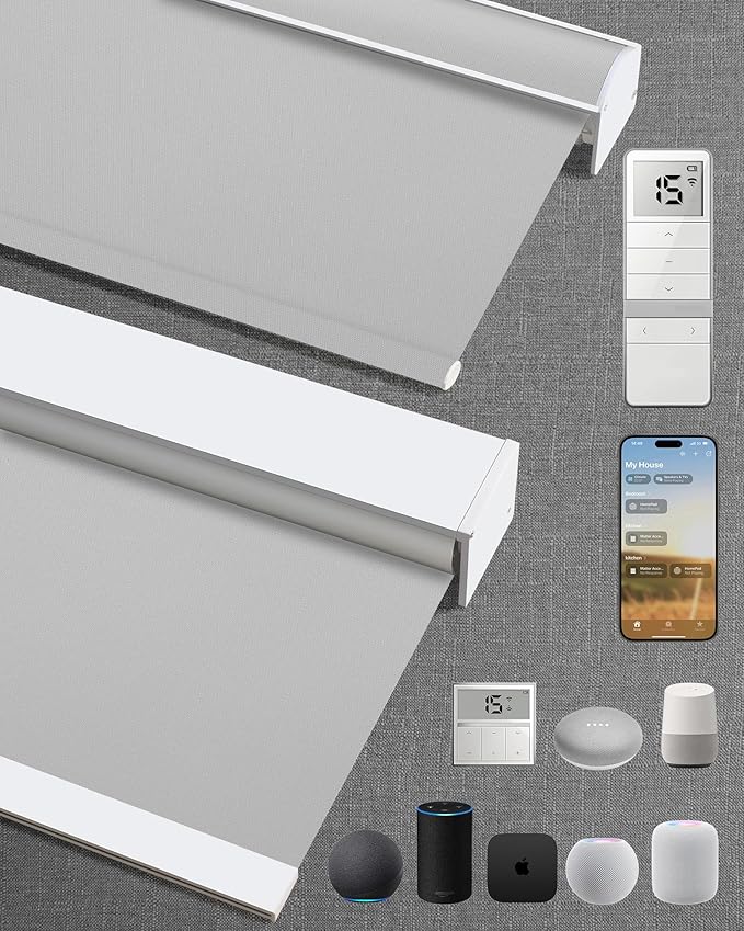 Kincmo Motorized Blinds with Remote, 100% Blackout Motorized Roller Shades Work by KincmoBlinds