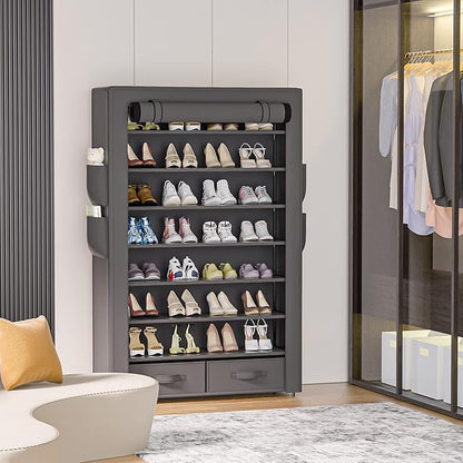 OYREL Shoe Rack Storage Cabinet 32 Pairs Organizer Shelf Tall - Image 5