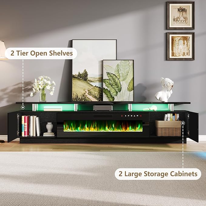 AMERLIFE 90" High Gloss 2 Tier TV Stand - Image 7