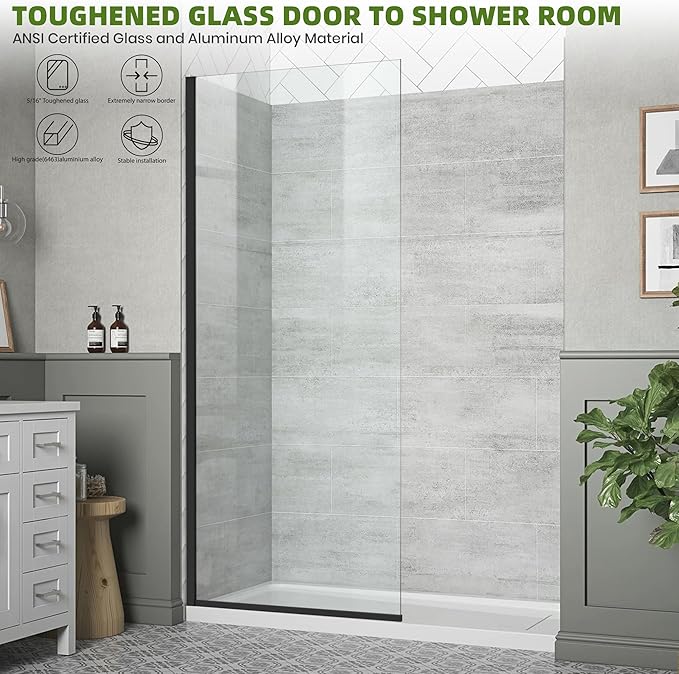 Fixed Shower Glass Panel, 5/16" Tempered Glass Shower Screen Easy to Clean - Image 5