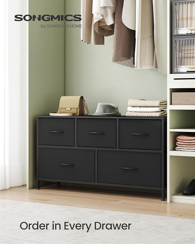 SONGMICS Dresser for Bedroom, Chest of Drawers, 5 Non-Woven Fabric Drawers - Image 3