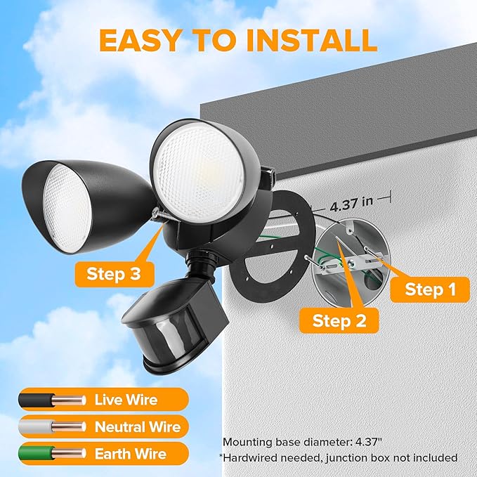 LUTEC 32W 3500 Lumen LED Security Lights Motion Sensor Light Outdoor, 5000K - Image 9