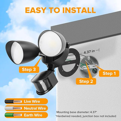 LUTEC 32W 3500 Lumen LED Security Lights Motion Sensor Light Outdoor, 5000K - Image 9