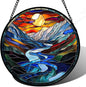AMDERVEN Stained Glass Window Hanging, Canyon Mountains Sunset View Sun Catcher by amderven