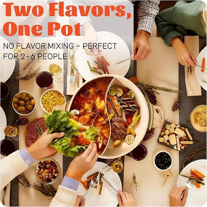 TWIN™ Electric Hot Pot with Divider | PFAS-Free Ceramic Nonstick Pot | EvenHeat - Image 3