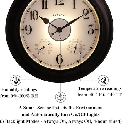 CLXEAST 24 Inch LED Self-Illuminated Outdoor Metal Clocks Waterproof, Large - Image 3