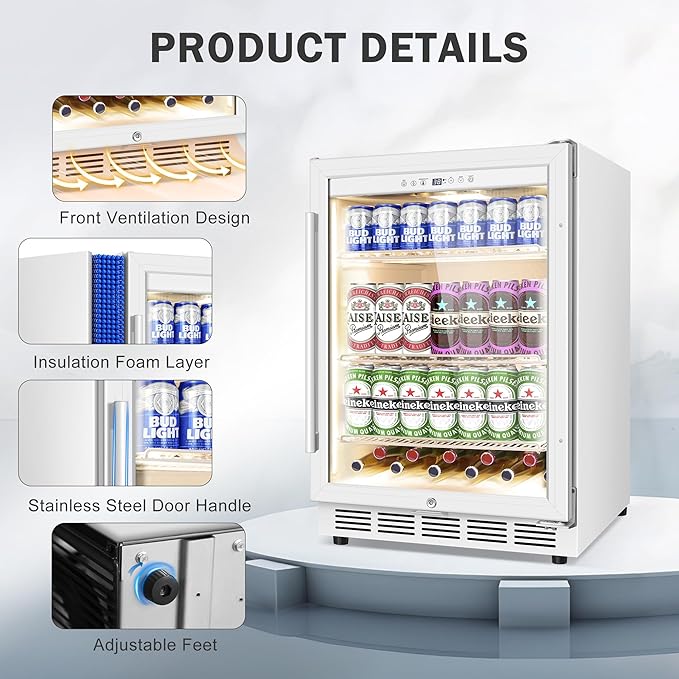 Beverage Refrigerator 24 Inch Drink Fridge, Beer Fridge, 150 Cans Beverage - Image 8