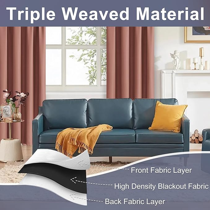 JIUZHEN Blackout Curtains for Bedroom– Thermal Insulated, Noise Reducing Room - Image 4