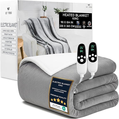 Heated Blanket Electric Luxurious Fleece King Blanket, 9 Heat Settings & 12H by GetTrend