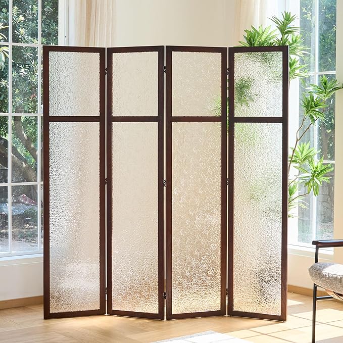 Acrylic Room Divider, 4-Panel Freestanding Partition Screen, Frosted by Svimi