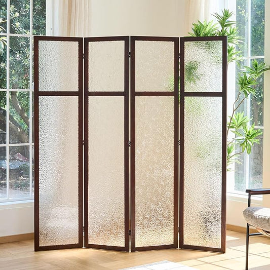 Acrylic Room Divider, 4-Panel Freestanding Partition Screen, Frosted by Svimi