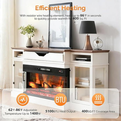 ROVSUN 1400W 3-Sided Glass Electric Fireplace Insert w/Remote Control, CSA - Image 2