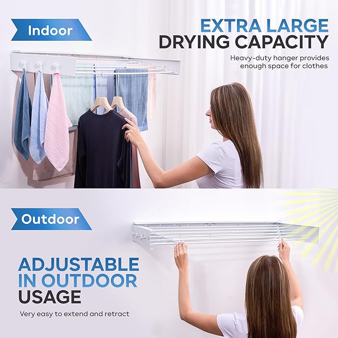 40" Premium Aluminium Foldable Clothes Drying Rack Included Shelf - Image 5