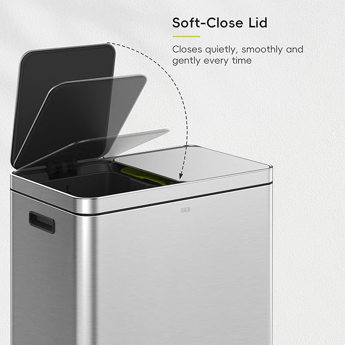 EKO Edison Dual Trash Can for Recycling and Trash, 8+8 Gallons Kitchen Garbage - Image 5