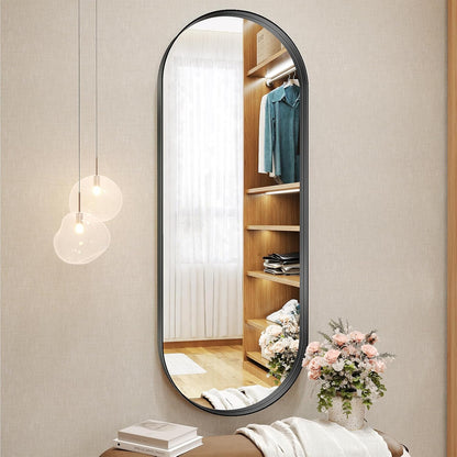 Brightify 20x53 Inch Black Oval Full Length Mirror for Bathroom, Oversized Large Mirror, Vanity Mirrors Metal Frame, Wall Mounted Mirror for Entry Wall Decorative Hang Vertical and Horizontal
