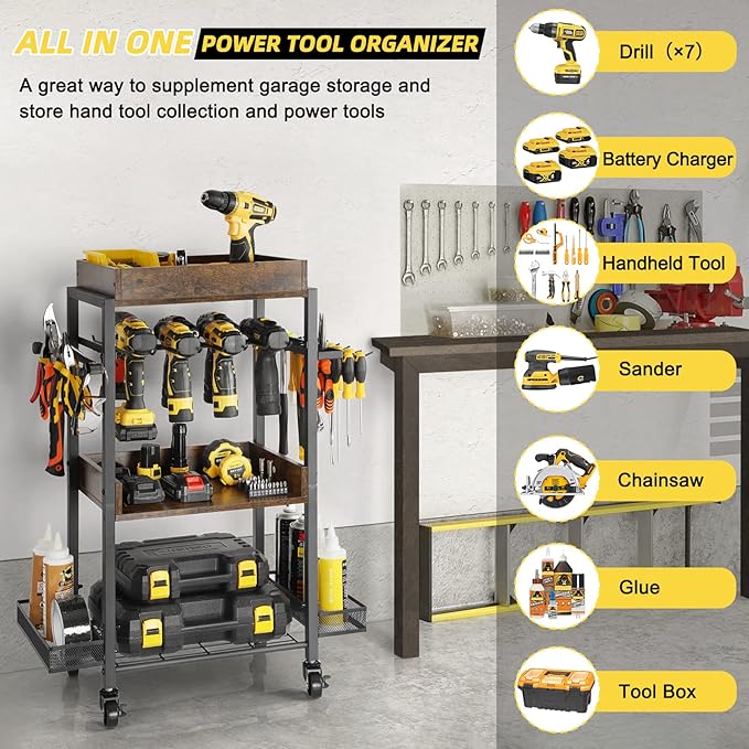 Olakee Power Tool Organizer Garage Storage Organization Shelving Tool Holder - Image 2