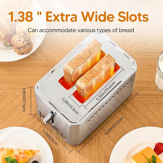 Trisiko® Touch Screen Toaster 2 Slice, Stainless Steel Smart Toaster - Image 4