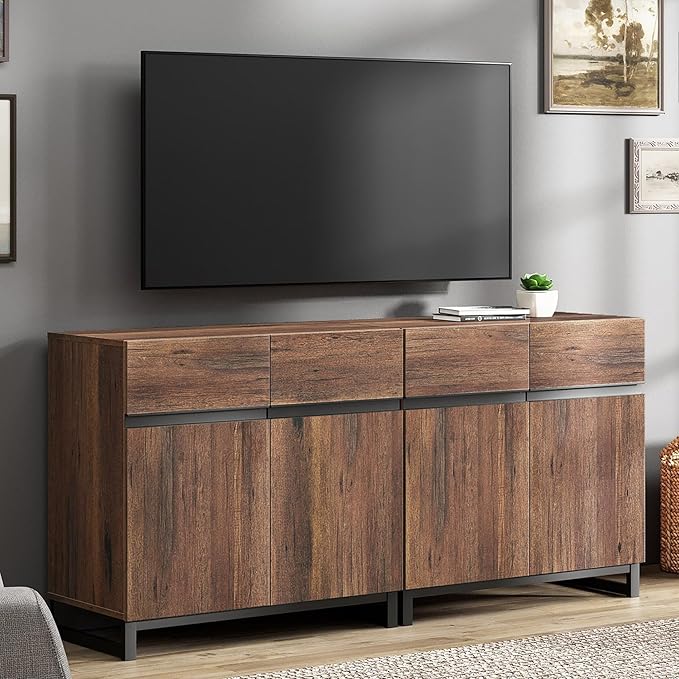 Wampat Modern TV Stand for up to 70 inch TVs, 2 in 1 Entertainment Center by WAMPAT