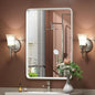 20x30 Inch Silver Framed Mirror, Brushed Nickel, Rounded Rectangle Mirror by GOLOMO