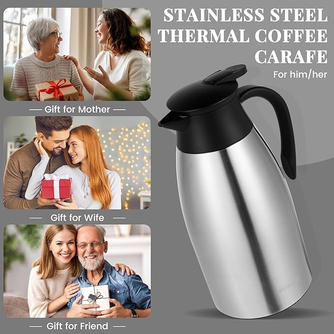 68 Oz Thermal Coffee Carafe, Stainless Steel Insulated Vacuum coffee crafts to - Image 7