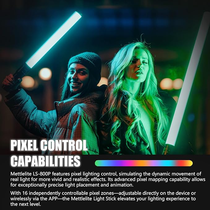 Mettlelite LS800P RGB Pixel LED Light Stick, Handheld Full Color RGBWW - Image 3