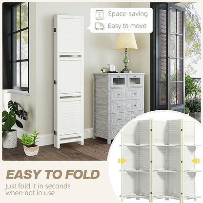 HOMCOM Room Divider, 5 Panel 67" Tall Wood Privacy Screen - Image 4
