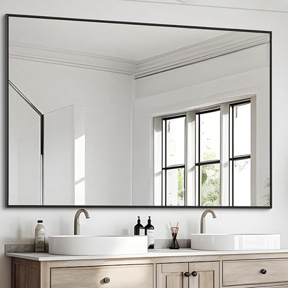Black Bathroom Mirror for Wall, 36x48 Inch Rectangle Mirrors - Image 3