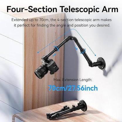 ULANZI ZJ04 Magic Arm Camera Wall Mount Overhead Mount, 70cm/27.6inch Aluminum - Image 4
