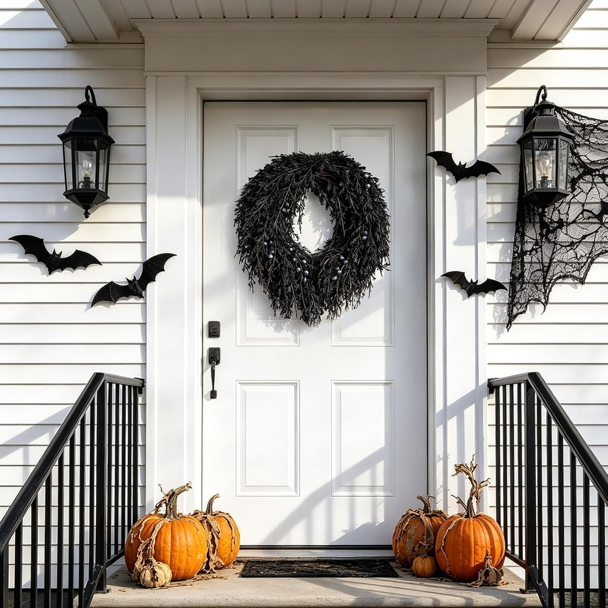 DN DECONATION Halloween Wreath for Front Door, Decorations for Outdoor