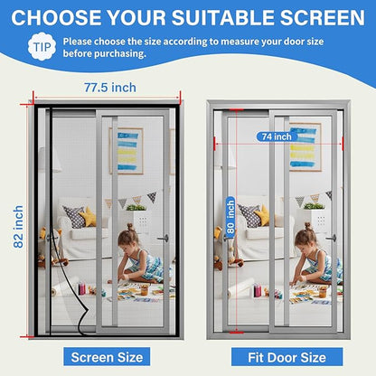 Magnetic Screen Door Mesh Left Right Side Opening Upgraded PET Material Mesh - Image 2