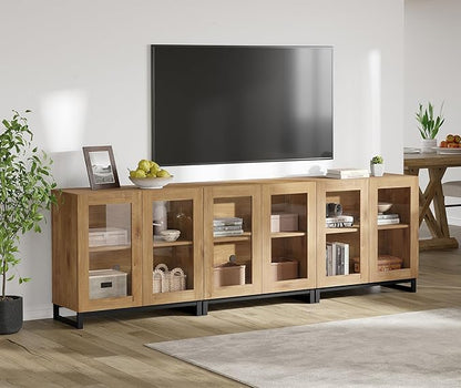 WAMPAT Modern TV Stand with Glass Doors - Image 6