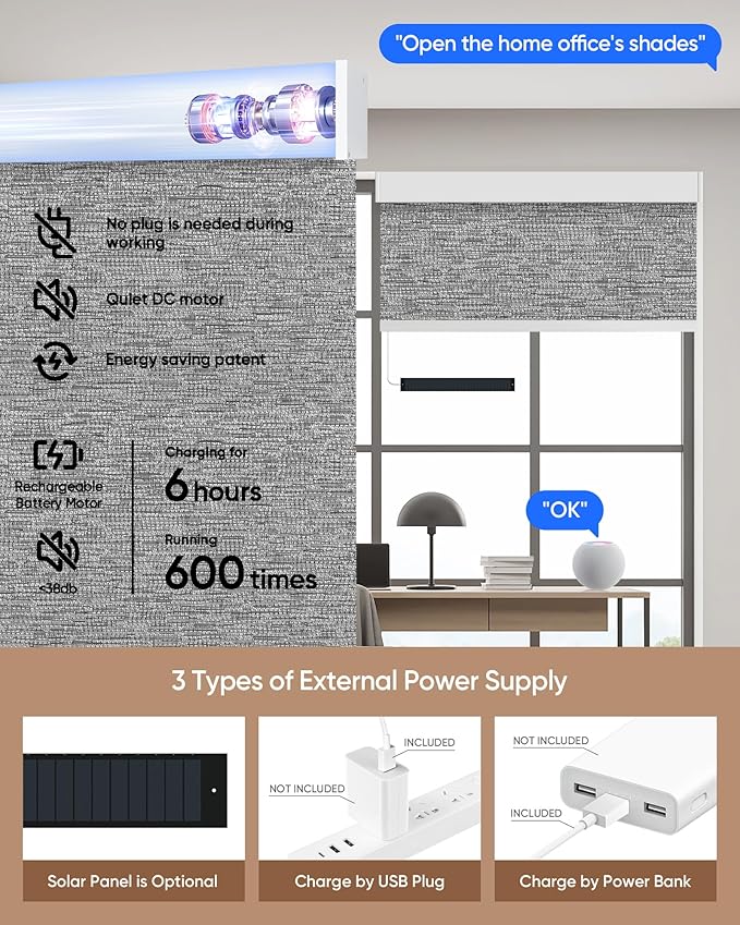 Kincmo Motorized Blinds with Remote, 100% Blackout Motorized Roller Shades Work - Image 5