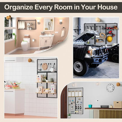 ztysn 3pcs Grid Wall Panels Display Stand -Wire Grid Hanging Rack - Image 6