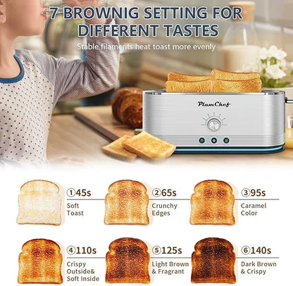 4-Slice Toaster, Extra Wide Long Slot Toaster, 7 Browning Settings, - Image 3