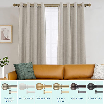 Double Curtain Rods with Aluminum Bouquet Brackets and Round Finials, Antique Bronze Curtain Rods for Windows 28 to 48 inch, 1-inches Front and 5/8 Inches Back Double Window Drapery Rod