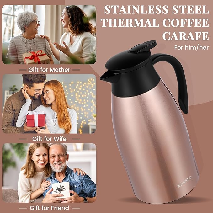 68 Oz Thermal Coffee Carafe, Stainless Steel Insulated Vacuum coffee crafts to - Image 7
