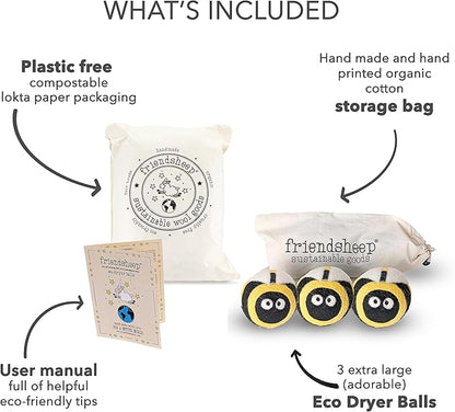 Friendsheep Wool Dryer Balls, Organic Reusable Fabric Softener Alternative - Image 2