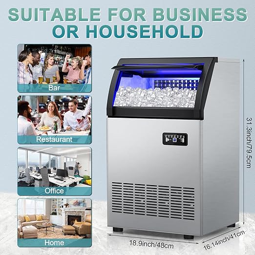 Commercial Ice Maker Machine 250 Lbs/24H, 35 Lbs Ice Bin, Undercounter Ice - Image 7