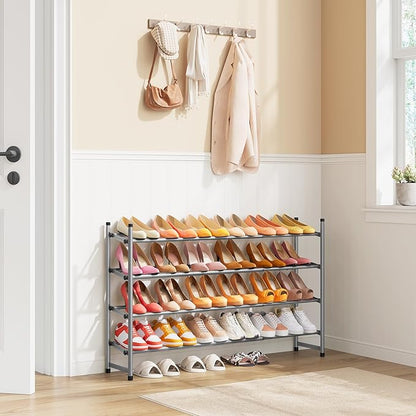 Tajsoon Expandable Shoe Rack for Closet 4 Tier, 29“-41“Adjustable & Stackable - Image 2