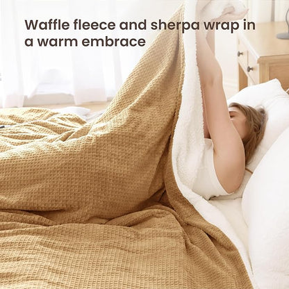 Heated Blanket Electric Blanket Queen Waffle, 84x90 Inches Dual Controllers - Image 2