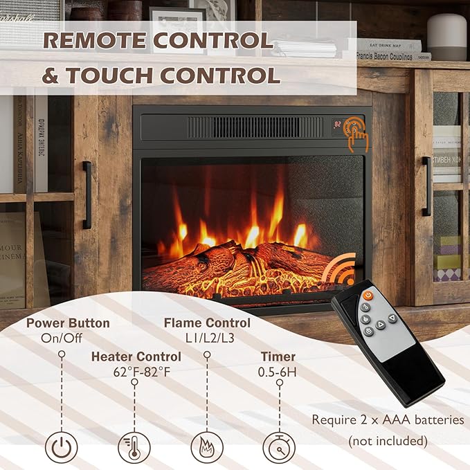 SIMOE Fireplace TV Stand with 23 Inch Fireplace, Electric TV Console - Image 2