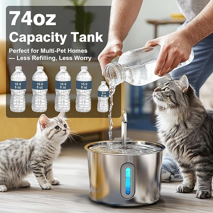 Cat Water Fountain, 74oz/2.2L Cat Fountain - Image 5